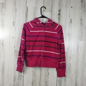 girls chaps pink striped light full zip jacket size XL 16